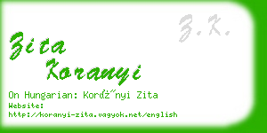 zita koranyi business card